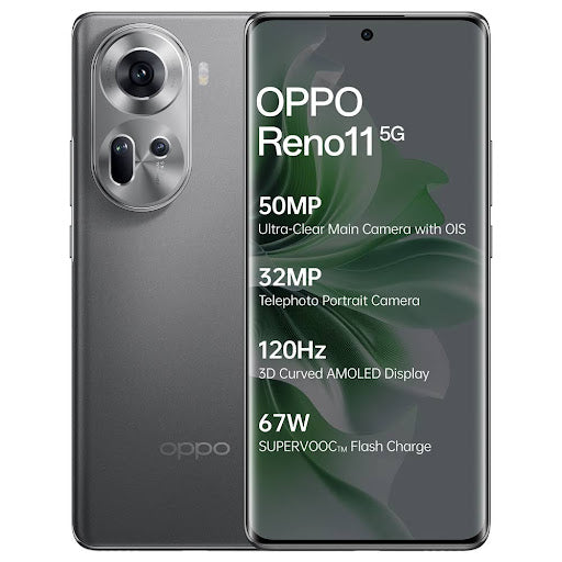 Oppo Reno 11 5G – 6.7” AMOLED Display, 8GB RAM | 256GB Storage, Dimensity Chipset, 50MP Dual Camera (Unlocked | Refurbished)