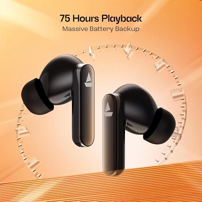 boAt Airdopes 301 TWS in Ear Earbuds, 75hrs Playtime, Quad Mics with ENx
