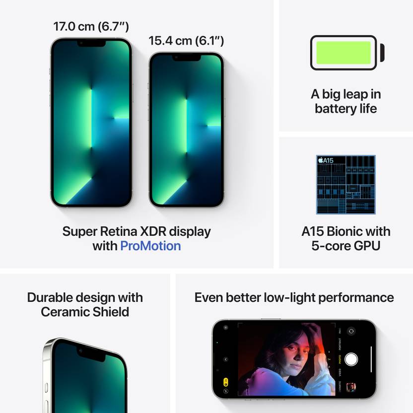 iPhone 13 Pro – 6.1” Super Retina Display, 12MP Triple Camera, iOS 15+ (Unlocked | Premium Refurbished)