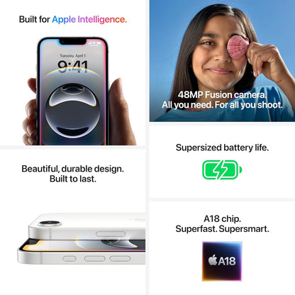 iPhone 16e – 6.1” OLED Display, A17 Chip, 48MP Dual Camera, iOS 18 (Unlocked | Premium Refurbished)