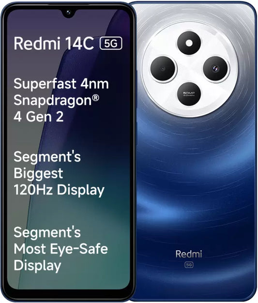 Redmi 14C – 6.74” HD+ Display, Snapdragon Processor, 4GB RAM | 128GB Storage, 50MP AI Dual Camera, 5000mAh Battery (Unlocked | Refurbished/Openbox)