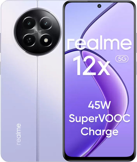 Realme 12x 5G – 6.72” 120Hz Display, Dimensity 6100+ Chipset, 8GB RAM | 128GB Storage, 50MP AI Camera, 5000mAh Battery (Unlocked | Refurbished)