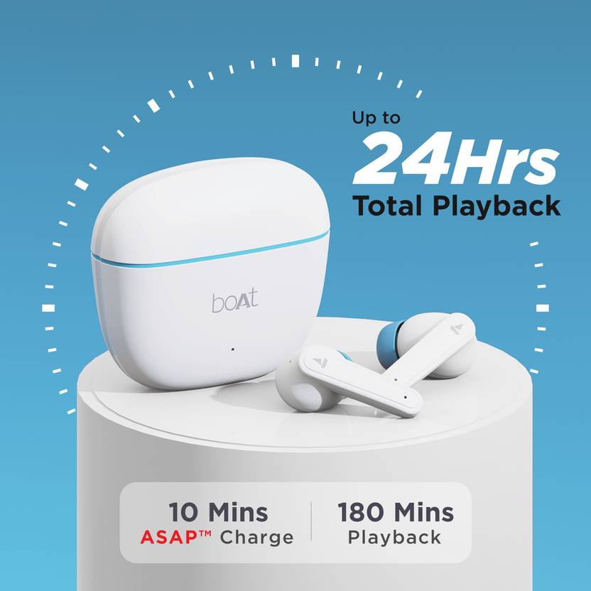 boAt Airdopes 115 with ENx & Beast Mode, upto 24 Hrs Playback and ASAP Charge Bluetooth  (White Siberia, True Wireless)