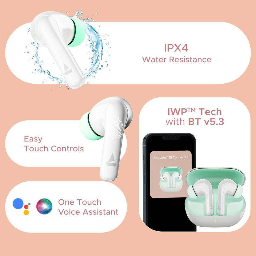 boAt Airdopes 155 w/ 40 hrs Playtime,In-Ear Detection